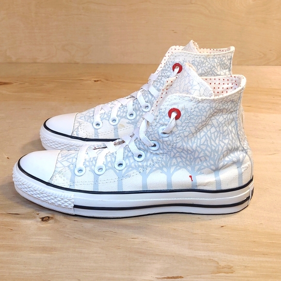 Converse Chuck Taylor All Star White Blue Canvas Sneakers - Picture 5 of 10